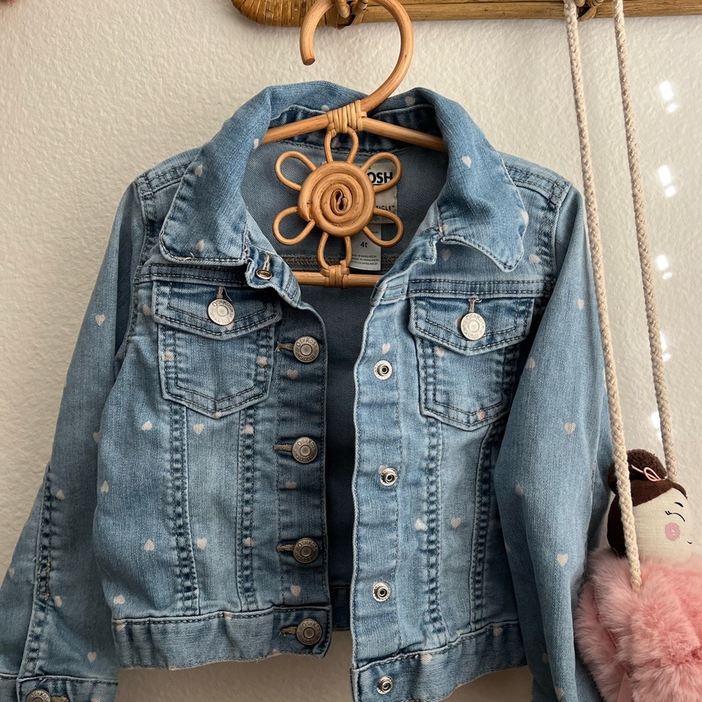 Oshkosh denim jacket with white hearts